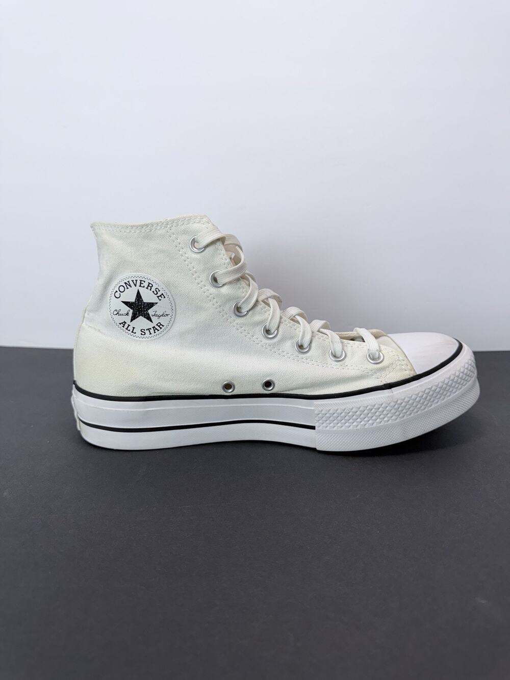 CONVERSE Chuck Taylor All Star Lift Hi Sneakers Women 10 White Canvas Shoes